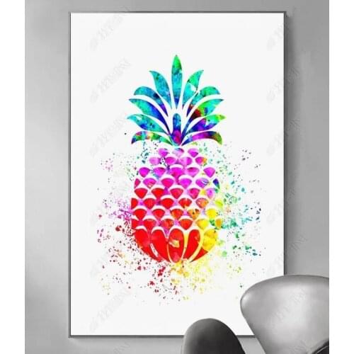 Nordic Style Colorful Pineapple Unframed Wall Art Fashionable Cute Pineapple Fruit Oil Canvas Painting For Home Decoration