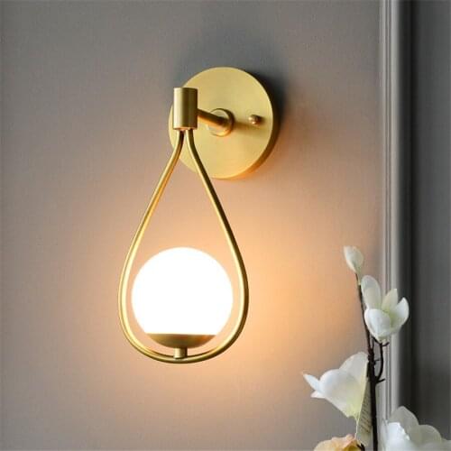 BEIAIDI Mordern Nordic Glass Ball Wall Lamp E27 Golden Bedroom Bedside Light Aisle Corridor Bathroom Mirror Pub Cafe Wall Light