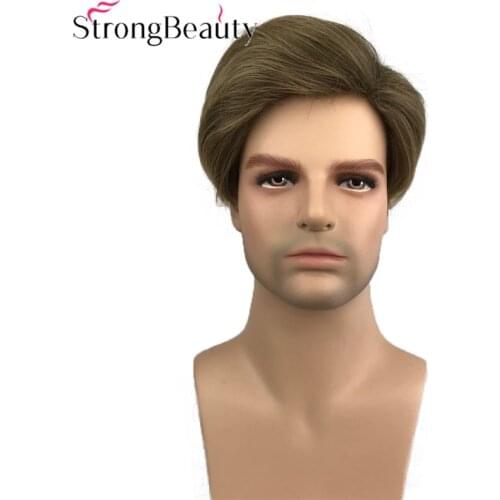 StrongBeauty Short Mens Wig Straight Synthetic Wig Heat Resistant Capless Wig