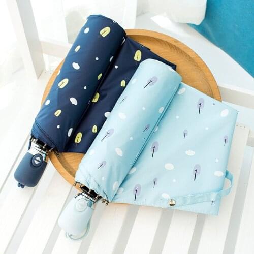 High Quality Automatic Umbrella Rain Women Three-folding Umbrella Windproof Pure Color Umbrella Female Waterproof parasol