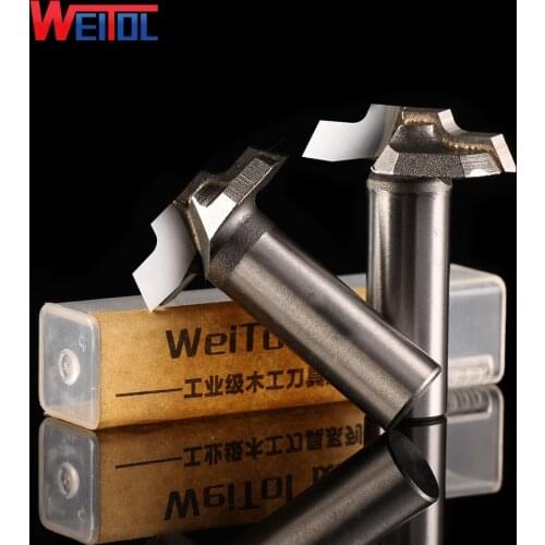 Weitol 1 pcs 1/2 inch Carbide wear-resistant cabinet,Woodworking Cutter Double Edging Router Bits Slash R angle Carver bit
