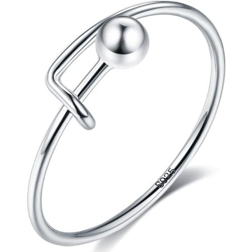 ZEMIOR Genuine 925 Sterling Silver Adjustable Rings For Women Minimalist Round Bead Finger Ring Female Fine Silver Jewelry Gift