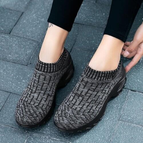 Women Shoes Spring Women Sneakers Shoes Flat Slip on Platform Sneakers for Women Black Breathable Mesh Sock Sneaker Dropshipping