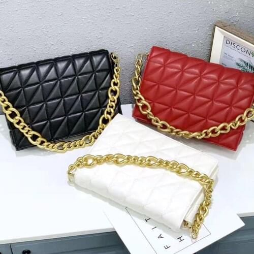 Womens Bag 2021 New Large Underarm Bag Soft Leather Black Rhombic Chain Bag Large Capacity Shoulder Bag