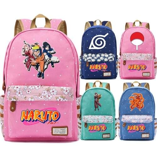 Anime Kakashi Sasuke Uchiha Gaara Kurama Flower Dot Boy Girl School Bag Women Bagpack Teenagers Schoolbags Canvas Femme Backpack