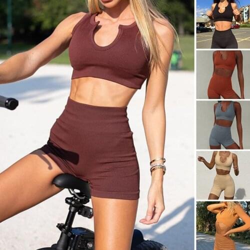Women Sport Suits Seamless Yoga Workout Set Running Clothes Sports Bra High Waist Fitness Gym Shorts Sportswear Gym Training Set