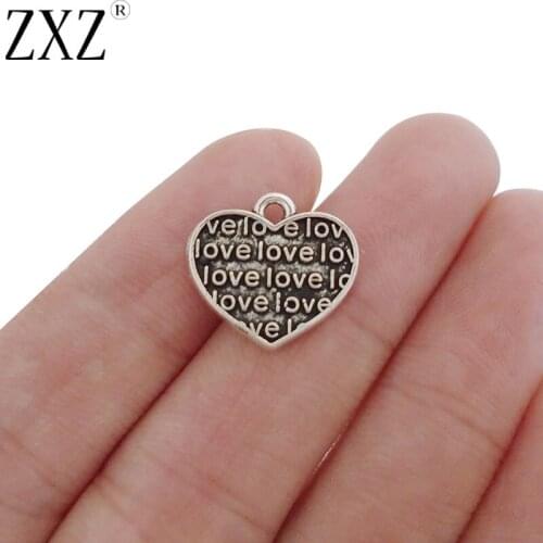 ZXZ 20pcs Heart Charms Pendants for Necklace Jewelry Making Findings 16x15mm