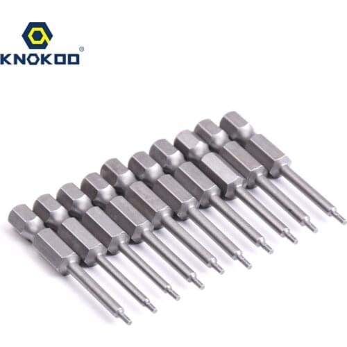 10pcs/lot KNOKOO 1/4*50*H1.5/H2.0/H2.5 50MM Screw Driver Bits Hex 6.35 Shank HEX Shaped Driver Bits
