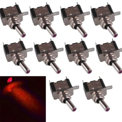 10 X 12V 20A Red blue green white yellow LED Light Rocker Toggle Switch SPST ON/OFF Car Truck Boat