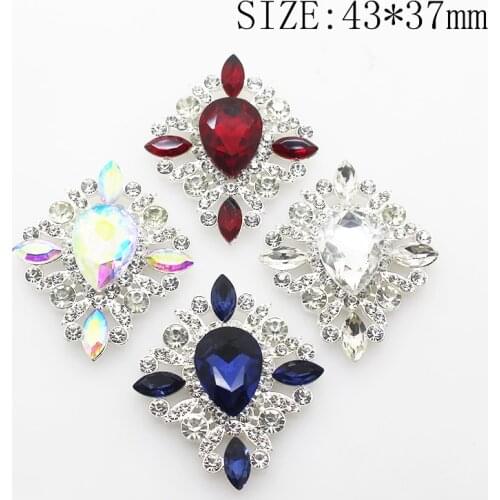 2 pcs/lot 43*37mm Metal Acrylic in Rhinestone Snap Button for Wedding Hair Craft Decor Craft Sewing Snap Button Decorative