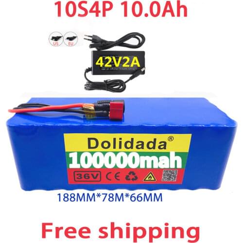 100% Original 36V battery 10S4P 100Ah battery pack 1000W high power battery 42V 100000mAh Ebike electric bike BMS+42V2A Charger