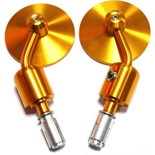 CNC Aluminum 3" Handle Bar End Mirrors 7/8" Motorcycle Side Rearview Rear View gold