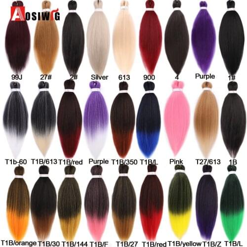 AOSIWIG 100g/pack Colorful Afro Ombre Pre Stretched Braiding Hair Extensions Synthetic Jumbo Crochet Hair Braids for women