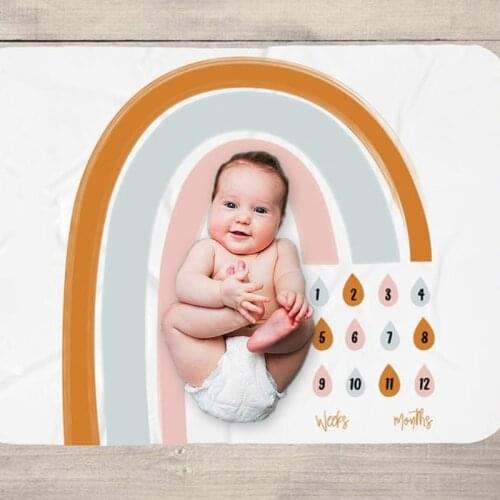 Baby Monthly Record Growth Milestone Blanket Swaddle Wrap Photography Prop Cloth 69HE