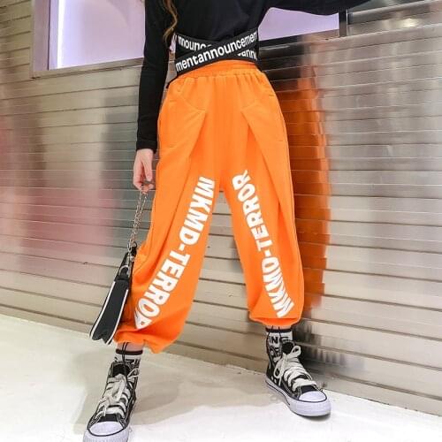 Hip hop Kids Girls Pants Loose Letter Sweatpant Fat Big PP Harem pants Casual Sports Joggers 7 8 9 12 13 Years Child Boy Clothes