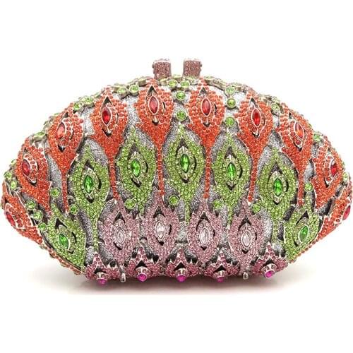 Elegant women evening party good quality handbag diamonds luxury clutches shell shape crystal purses Bridal wedding party purses