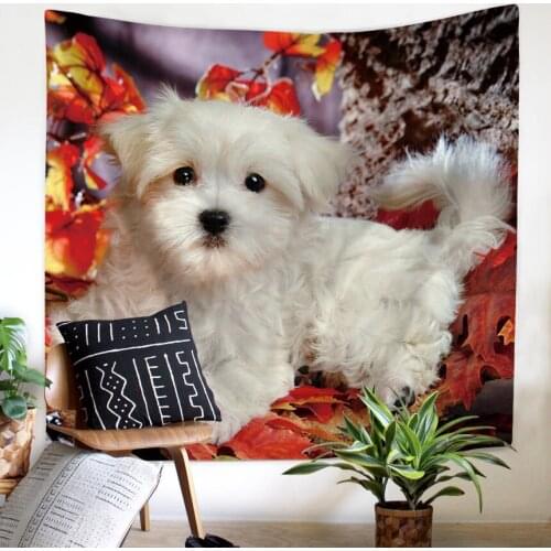 Dog Pattern Tapestry Wall Hanging Living Room Home Cute Large Size Dirt-resistant Functional Blanket Picnic Cloth Chic Ornaments