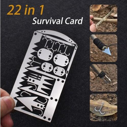 22 in 1 Camping Survival Card Multitool Pocket Knife Fishing Hook Fork Saw Arrow Multifunctional Tool for Outdoor Hunting Tools
