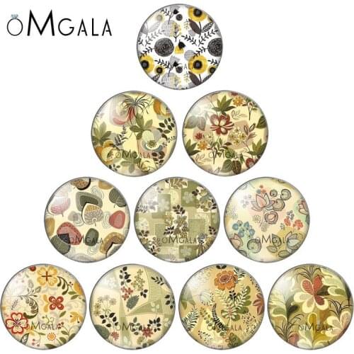 Fashion Yellow Flowers Patterns 10pcs mix 8mm/10mm/12mm/16mm/18mm/25mm Round photo glass cabochon demo flat back Making findings