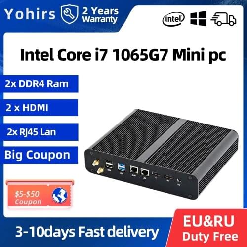 Powerful Mini Computer Intel Core i7 10710U 1065G7 i5 1035G4 UHD Graphics Windows10 Pro Linux 2*HDMI2.0 Game Pc 4K HD Player