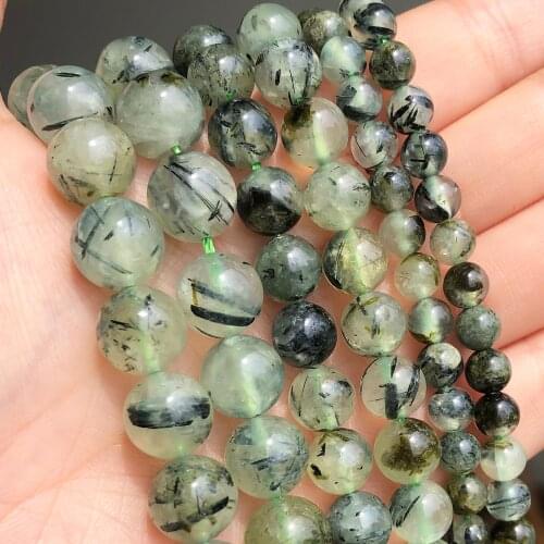 6 8 10mm Green Prehnites Jades Stone Round Loose Spacer Minerals Beads for Jewelry Making DIY Bracelet Accessories 15''Inches