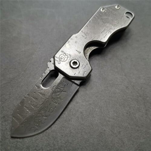 4.3" Knives 55-56 HRC Mini Retro Folding Knife Outdoors Small Pocket Knives Etching Camping Survival Tactical tool