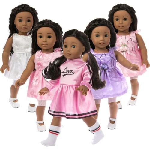 Baby New Born Doll Clothes 18-inch Doll Boys and Girls Lace Plaid Skirt Love Sportswear Flower Skirt Sequined Skirt Doll Dress