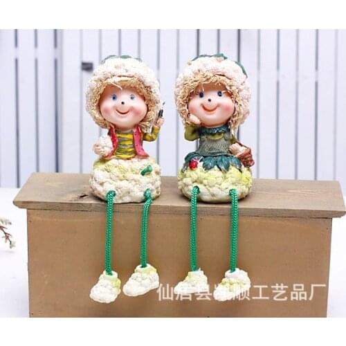 Spot wholesale and retail boxed sets of two cauliflower foot resin doll ornaments hanging SZ-34039