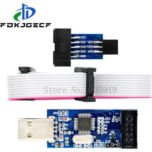 10Pin To 6 Pin Adapter Board + USBASP USBISP AVR Programmer USB ISP USB ASP ATMEGA8 ATMEGA128 Support Win7 64