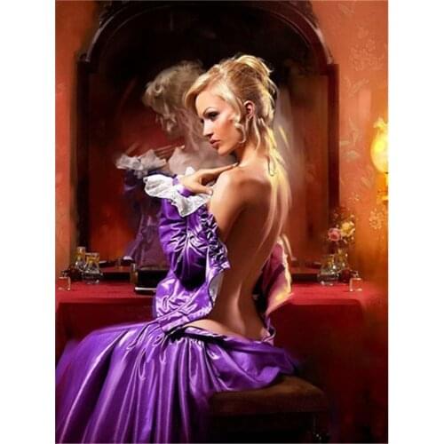 Portrait Woman Printed Canvas 11CT Cross-Stitch Embroidery Complete Kit DMC Threads Craft Handiwork Painting Design
