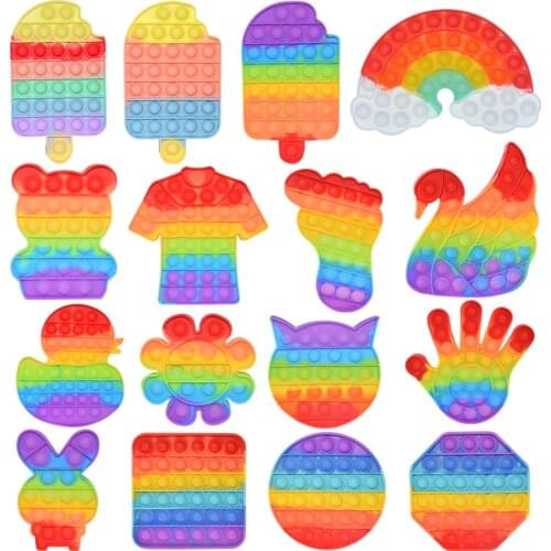 Rainbow Bubble Antistress Hand Bubbles Fidget Toys Autisim Game Kid Stress Relief Squishy Simple Dimple Toys for Children