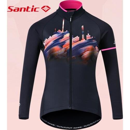 Santic-Women Spring And Autumn Cycling Jacket Mountain Road Bike Riding Warm Fleece Reflective Non-slip Belt Professional Jacket