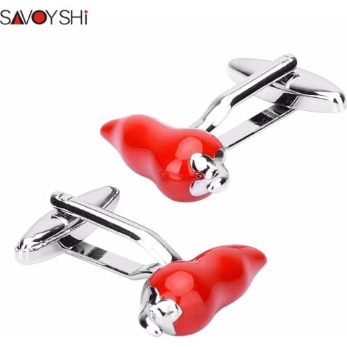 SAVOYSHI Novelty Red Pepper Chili Cufflinks for Mens Shirts Cuff nails High Quality Enamel Cufflinks Fashion Men Brand Jewelry