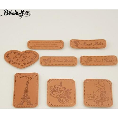 DIY Button Logo Hand-made PU label accessories zakka style small hand-sewn decorative leather label Patchwork 8 designs