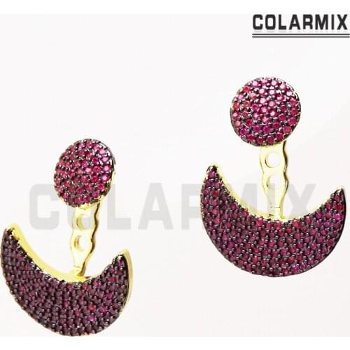 4 Pairs Cubic zirconia Crescent stud earrings Moon shape earrings pave color zirconias earrings Gift for women jewelry 41302