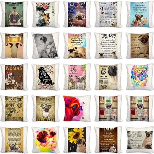 Dachshund Dog Pillow Case Decoration Home Pug French Bulldog Cushion Cover Buldog print Linen Pillow Covers Pillow Decorative