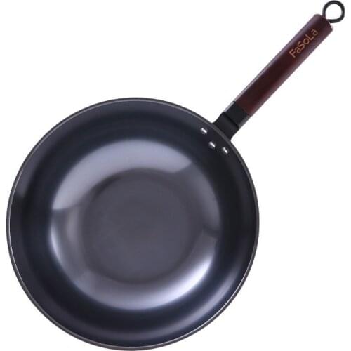 Traditional Cast Iron Wok Japanese Simple Kitchen Non Stick Pan Gas Cooker Wok Pan Ustensiles De Cuisine Cookware Sets EC50CG