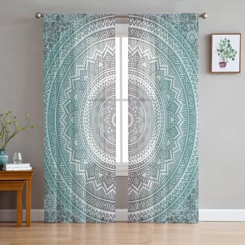 Mandala Gradient Tulle in Sheer Curtains for Living Room Bedroom Kitchen Window Treatment Chiffon Curtain Blinds