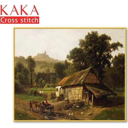Cross stitch kits,Embroidery needlework sets with printed pattern,11CT-canvas for Home Decor Painting,Landscape Full NCKS124