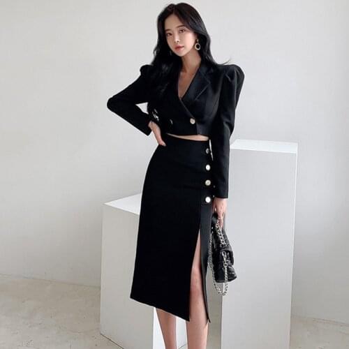 ZAWFL 2021 New Korean Summer Two Piece Set Women Crop Top + HIgh Waist Bodycon Skirt Set Suits Female Casual Two Piece Outfits