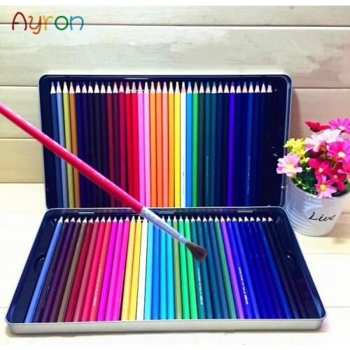 48 colors Tin box packing Safe Non-toxic Water Soluble ColoredPencil Watercolor Pencil Set For Write Drawing Art Supplies