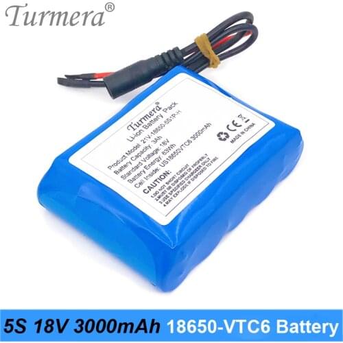 5S 18V 21V 3000mAh Reachargeable Lithium Battery Pack US 18650VTC6 3000mAh 30A Battery Cell with 5S BMS for Screwdriver 18V 21V