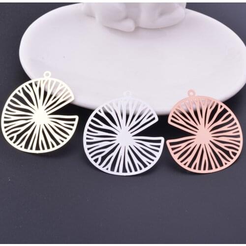 6pcs 38*35mm Rose gold Color laser cut Charms Silver Color Brass Jewelry Accessories