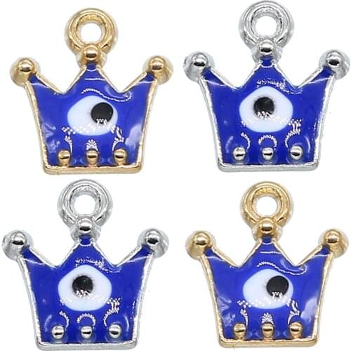 10pc fashion crown evil eye hamsa hand small pendant Enameldiy jewelry accessories findings handmade bracelet making DIY gadgets