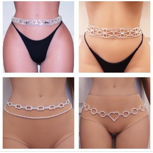 Shiny Rhinestone Waist Chain Belt Jewelry Womens Sexy Navel Waist Chain Body Jewelry for Bikini Summer Beach Accessories