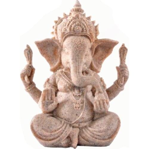 BUF Sand Indian Elephant God Statue Decoration Resin Craft Figurine Home Decoration Gift Handmade Elephant Sculpture Ornament