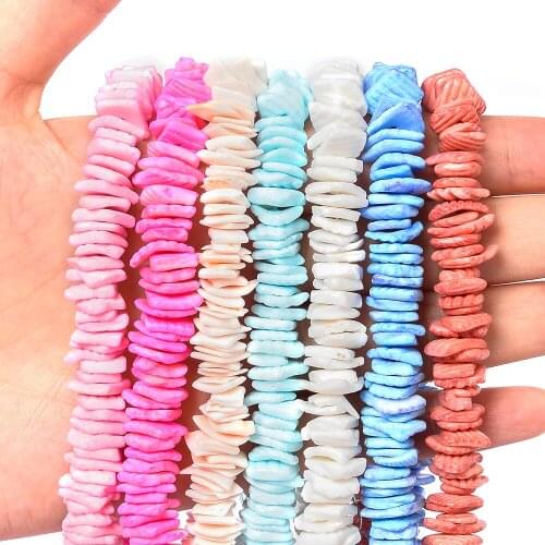 10mm Square Spacer Shell Beads Blue Red Color Loose Bead for Jewelry Making DIY Earrings Bracelet Accessories 200pcs/Strand