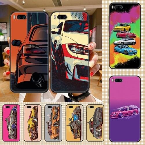 Cartoon Cool JDM Sports Car Phone case For Xiaomi Mi Max Note 3 A2 A3 8 9 9T 10 Lite Pro Ultra black art waterproof soft hoesjes