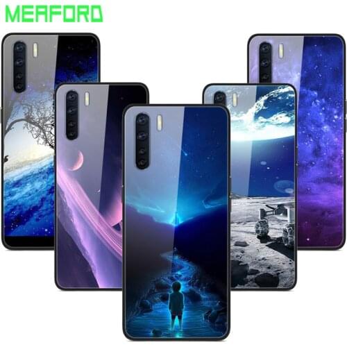 For OPPO A91 Case Tempered Glass Planet Space Cover for OPPO A31 2020 Glass Back Phone Case For OPPO A91 F15 Capas A 91 Funda