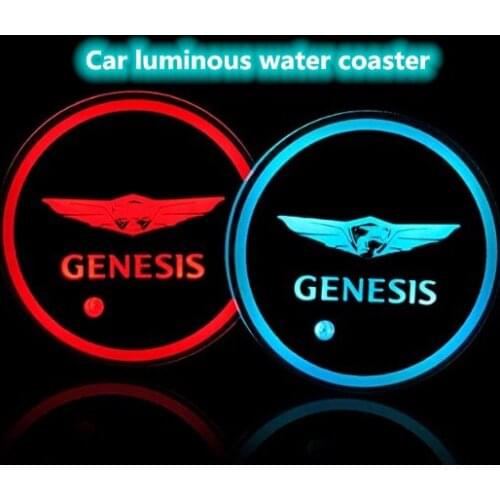 【customized】 Car Styling Logo Cup lights UBS car atmosphere light intelligent Smart luminous water coaster Cup Bottle Holder